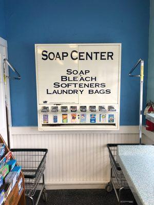 Laundry products are available for purchase on-site.