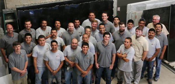 Our Employees gather for a photo to celebrate the the "New Look" at Summit Stoneworks at the Logo and Website Reveal Party!