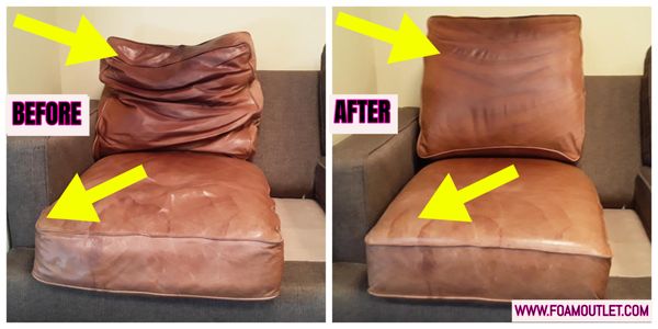 Before & After Leather Couch Cushions. See, Feel & Own the Foam Outlet Difference! Stop by today. www.foamoutlet.com