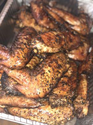 Slow smoked grilled turkey wings