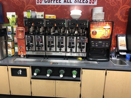 Self serve coffee & tea station all sizes 99¢