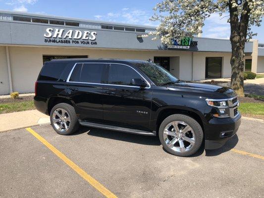 Chevrolet Tahoe
Front doors tinted to match the factory rear privacy glass.