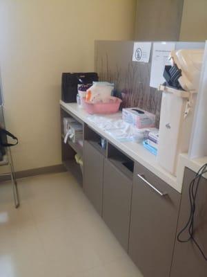 9/29/14 Individual cubbies per patient, view of supplies storage