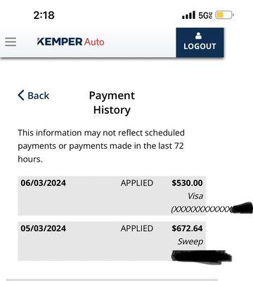 Payment stated that I made may 3rd 2024 and June 3rd 2024