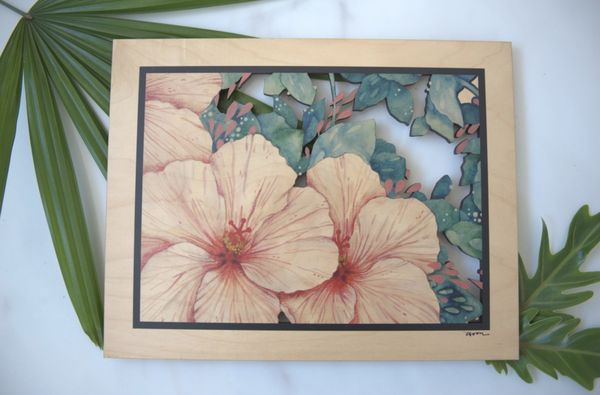 "Bloom" cutout wood wall art by local artist Candice Soon.