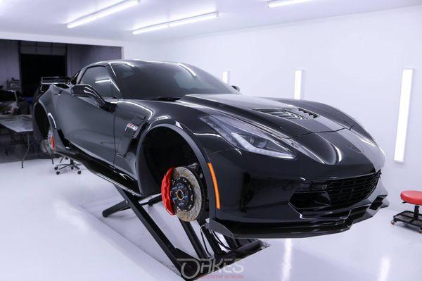 Corvette Z06 receiving Paint Protection Film and Ceramic Coating