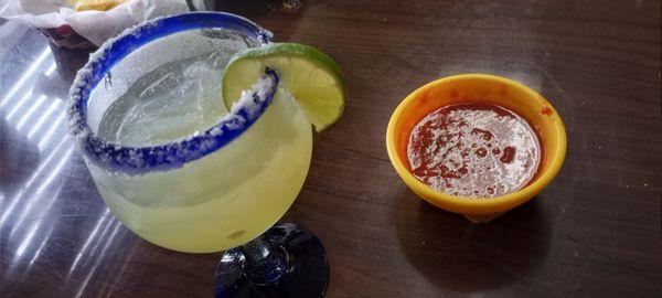 Margarita & hot salsa