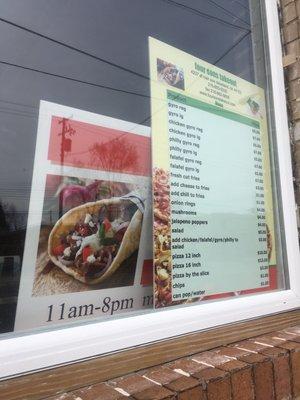 Menu & sign in window