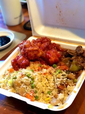 Fried Rice with Sweet/Sour Pork and Spareribs in Black Bean Sauce