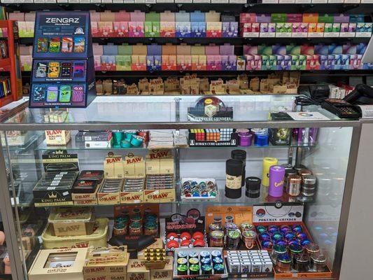 Great selection of ashtrays, storage boxes, grinders, including Rubik's style cube, LED lights, keychains,and more.