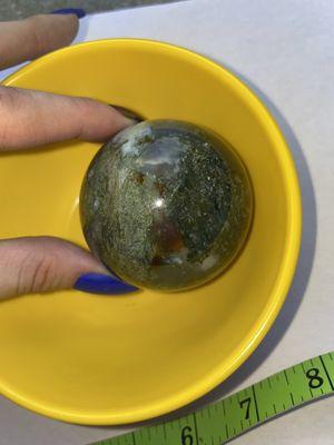 Bloodstone and moss agate sphere