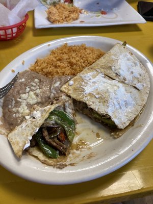 Margaritas and fajitas quesadilla