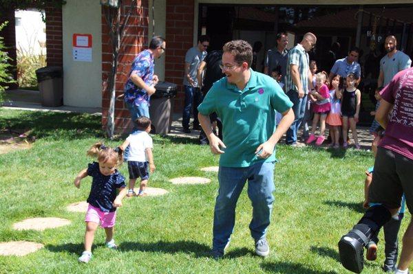 Relay fun during the end of the year picnic and Father's Day celebration.