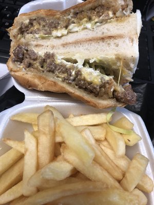 The Famous "Chopped Cheese" with Fries