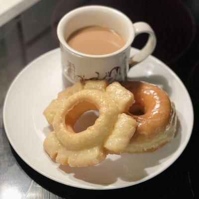 Old Fashioned and Glazed Donut (Coffee is my own)