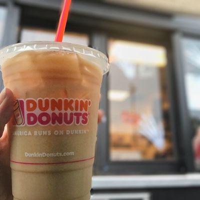 Dark roast iced coffee with hazelnut flavor shot and caramel swirl! My go-to. Instagram: @atlantabestbites