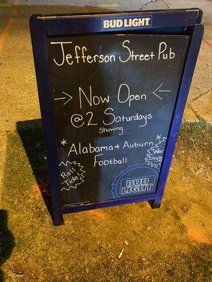 Sign out front of Jefferson Street Pub that night.