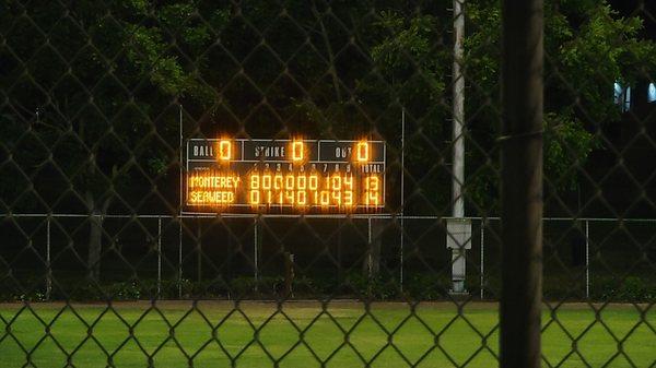 Scoreboard! Vallejo wins 14 - 13.