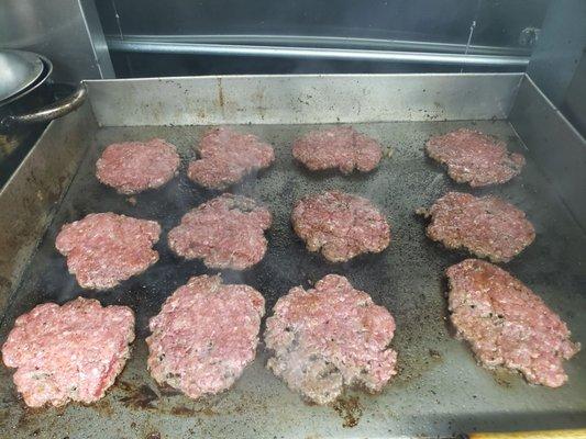 Fresh ground Beef Burgers.