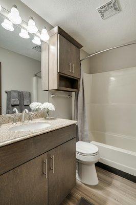 Granite countertop bathroom at Cedars of Edina