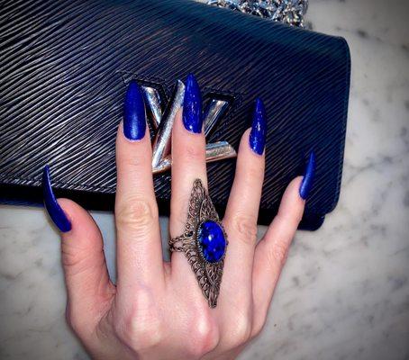 Combo blue matte high shine nails