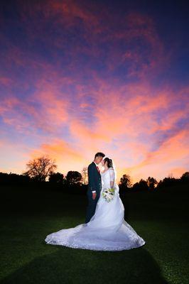 Braemer golf course sunset wedding photography