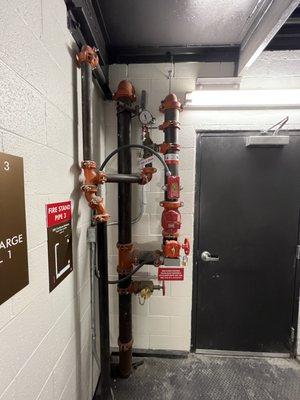 Fire sprinkler system riser.