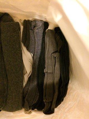 Neatly folded, and tightly packed, clothes