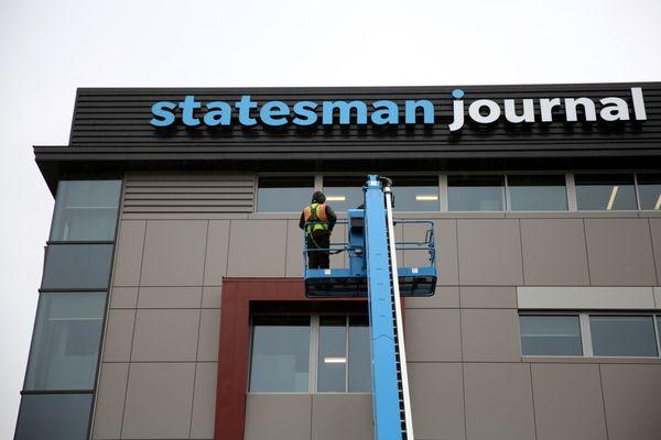 The Statesman Journal is located at 340 Vista Ave SE. The building is visible from Commercial Street SE.