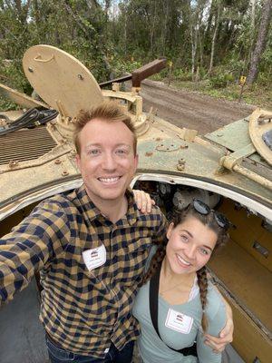 Photo op inside of the all terrain passenger vehicle!