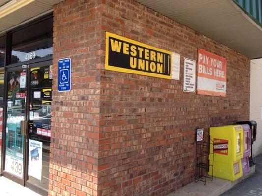 Western Union,Money Orders,Check Free Bill Payments,GA lottery,ATM ,also accepts EBT / Credit cards