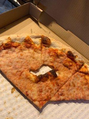 Pizza apparently so thin it has holes. Never seen that before.