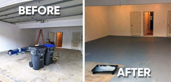 Before & after Comparison of Basement Floor Paint