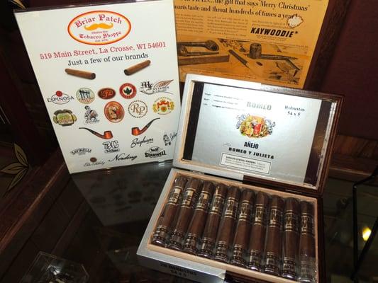 We carry a variety of Cigars, Briar Pipes, Pipe Tobacco and much more. Inventory changes often.