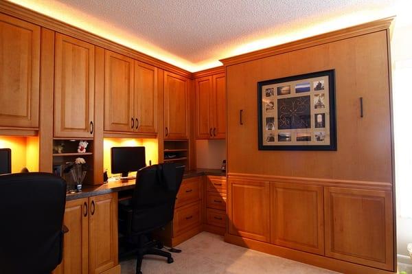 custom home office cabinets with built-in murphy bed Clearwater, Fl