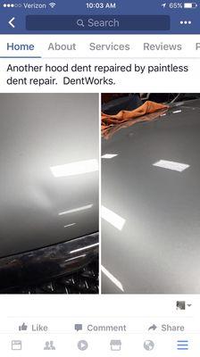 Before and after Paintless Dent repair by DentWorks PDR