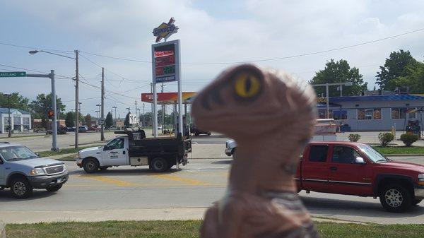 Bob the Raptor Says "Mammals come here to get cheap gas."