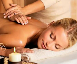 Woman getting relaxing massage.