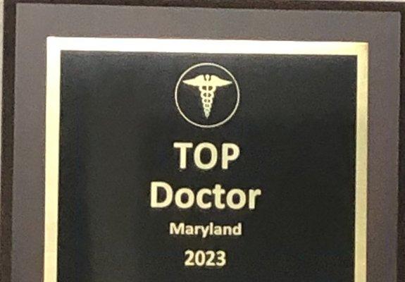 Our office has been selected as a Top Doctor in the Maryland region for Integrative Health and Wellness.