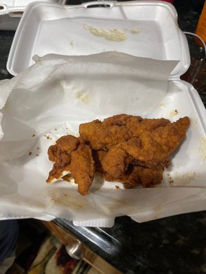 Chicken fingers were gross and cooked in old grease.