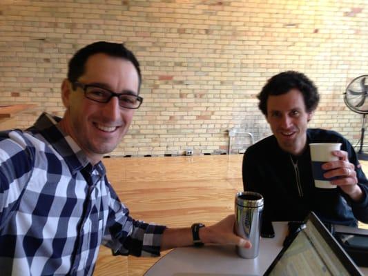 Eric and Joel meeting over coffee.