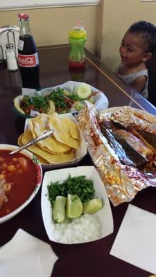 Tamale, tacos, and pozole. Que rico!