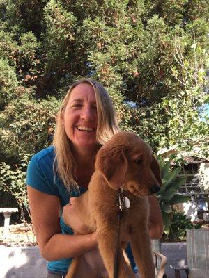 Green's Gardens Owner Green Huse  and her new puppy Lily