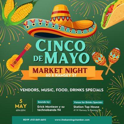 Cinco de Mayo Market Night celebration come join us for the great music by Erick Monteon