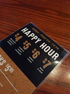 Happy Hour (Monday - Friday, 3:10 - 7:10)