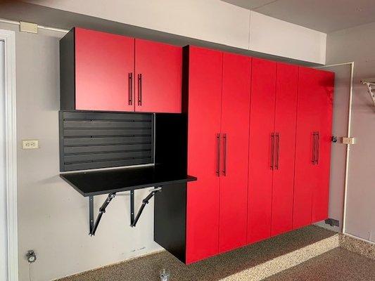 Monkey Bars custom cabinets in Race Day Red