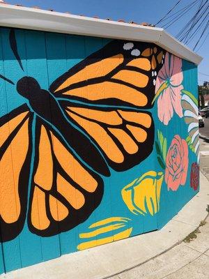 Butterfly, lots of flowers.