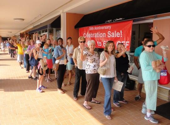 Happy customers lined up for 20th Anniversary Celebration Sale