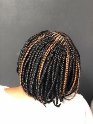 Layered Cornrows With A Pop Of Color