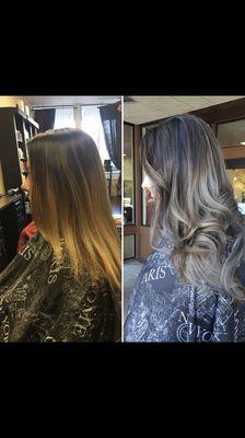 Balyage from Brassy to Cool!